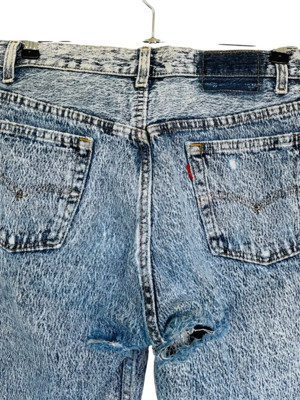 Vtg 80s Levis 501 Button Fly Jeans Sz 30x32 Blue Acid Wash Thrashed Grunge Skate